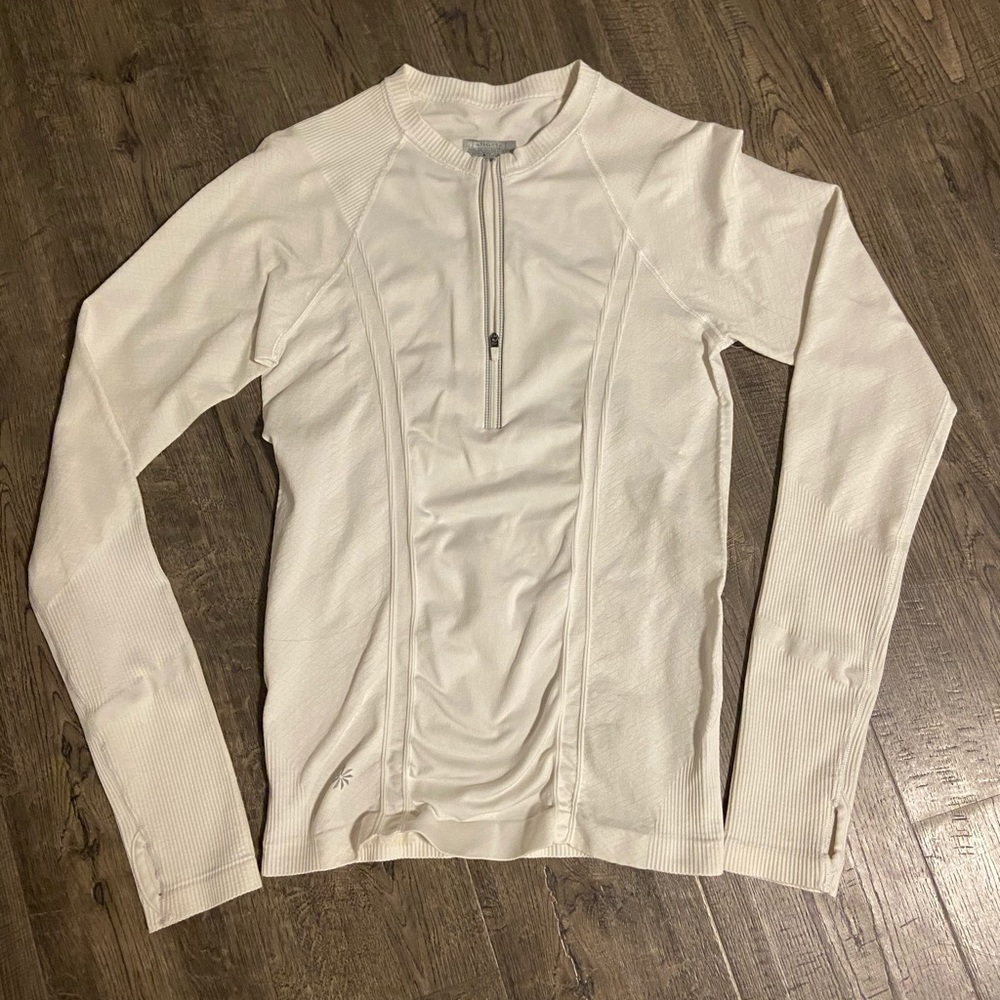 New Athleta White Zip Long Sleeve Top